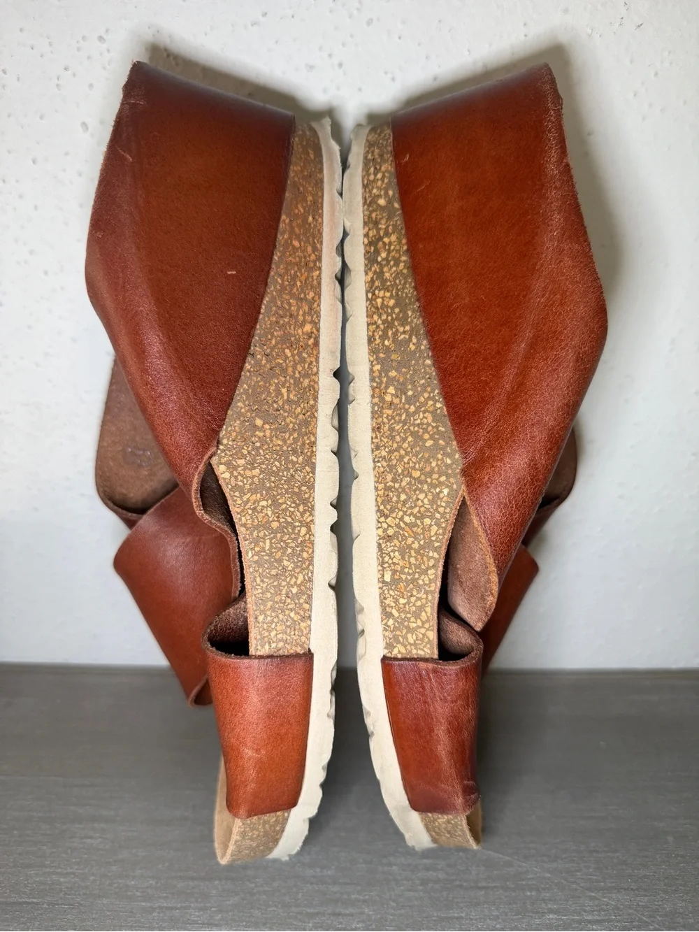 Yokono Spain Brown Leather Platform Slide Sandals Sz. 8 Minimalist Boho